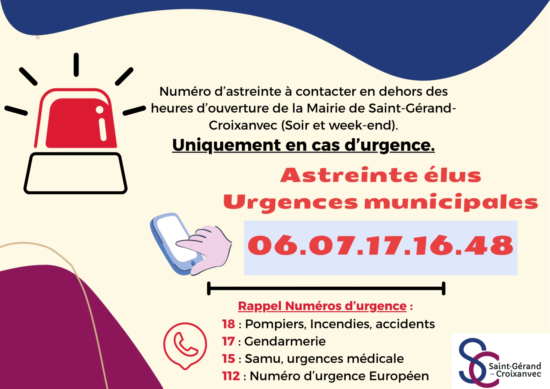 Affiche Numero dAstreinte Mairie 1