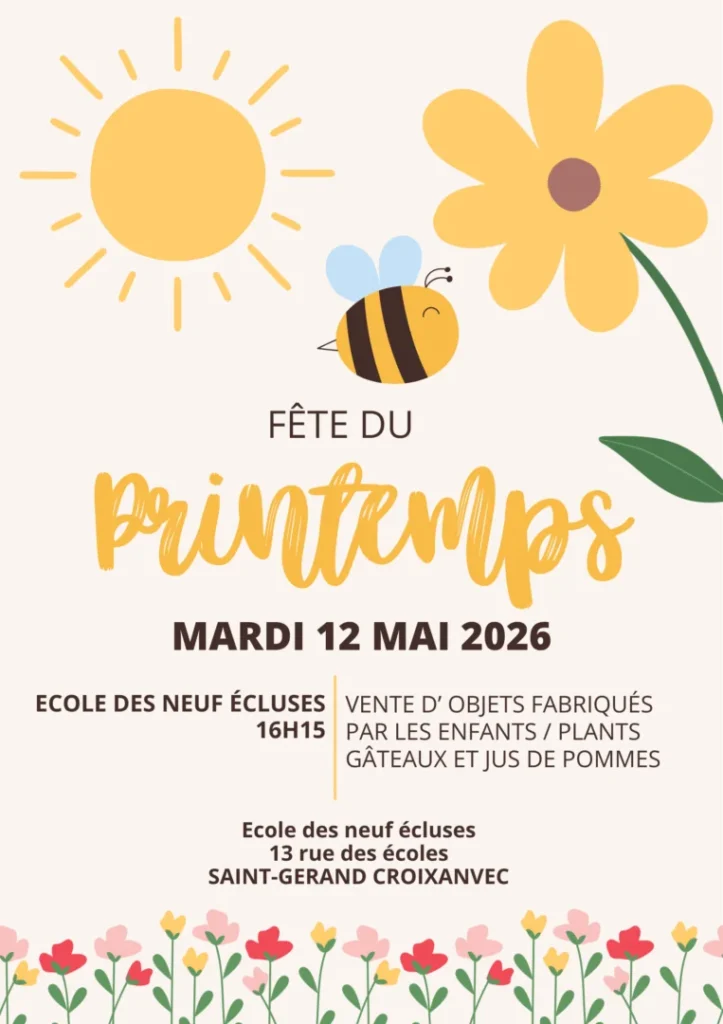 Affiche evenement fete du printemps moderne illustratif colore jaune marron 3